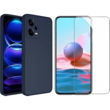Tekno Grup Xiaomi Redmi Note 12 Pro 5g Kılıf  Içi Kadife Yumuşak Lansman Kılıf-Lacivert + Cam Ekran Koruyucu