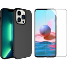 Tekno Grup Iphone 14 Pro Max Kılıf Içi Kadife Yumuşak Lansman Kılıf-Siyah + Cam Ekran Koruyucu