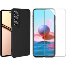 Tekno Grup Realme C65 4g Kılıf  Içi Kadife Yumuşak Lansman Kılıf-Siyah + Cam Ekran Koruyucu