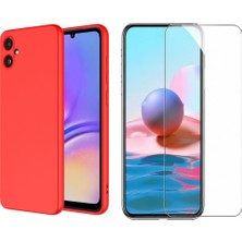 Tekno Grup Galaxy A06 Kılıf Içi Kadife Yumuşak Lansman Kılıf-Kırmızı + Cam Ekran Koruyucu