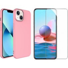 Tekno Grup Iphone 14 Kılıf Içi Kadife Yumuşak Lansman Kılıf-Pembe + Cam Ekran Koruyucu