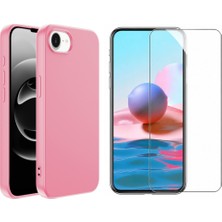 Tekno Grup Iphone 16E Kılıf Içi Kadife Yumuşak Lansman Kılıf-Pembe + Cam Ekran Koruyucu