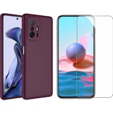Tekno Grup Xiaomi Mi 11T Pro 5g Kılıf  Içi Kadife Yumuşak Lansman Kılıf-Koyu Mor + Cam Ekran Koruyucu