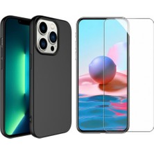 Tekno Grup Iphone 14 Pro Kılıf Içi Kadife Yumuşak Lansman Kılıf-Siyah + Cam Ekran Koruyucu