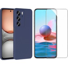 Tekno Grup Realme C75 Kılıf  Içi Kadife Yumuşak Lansman Kılıf-Lacivert + Cam Ekran Koruyucu