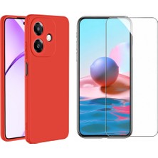 Tekno Grup Oppo A3 4g Kılıf Içi Kadife Yumuşak Lansman Kılıf-Kırmızı + Cam Ekran Koruyucu