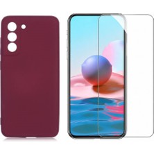 Tekno Grup Galaxy S21 Fe Kılıf Içi Kadife Yumuşak Lansman Kılıf-Koyu Mor + Cam Ekran Koruyucu