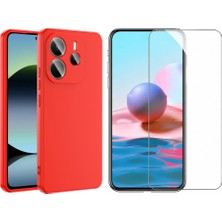 Tekno Grup Xiaomi Redmi Note 14 4g Kılıf  Içi Kadife Yumuşak Lansman Kılıf-Kırmızı + Cam Ekran Koruyucu