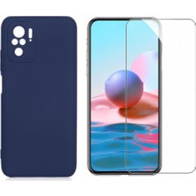 Tekno Grup Xiaomi Redmi Note 10S Kılıf  Içi Kadife Yumuşak Lansman Kılıf-Lacivert + Cam Ekran Koruyucu