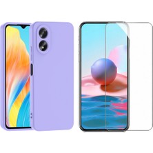 Tekno Grup Oppo A38 Kılıf Içi Kadife Yumuşak Lansman Kılıf-Lila + Cam Ekran Koruyucu