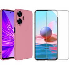 Tekno Grup Realme C55 Kılıf  Içi Kadife Yumuşak Lansman Kılıf-Pembe + Cam Ekran Koruyucu