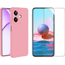 Tekno Grup Oppo A3 4g Kılıf Içi Kadife Yumuşak Lansman Kılıf-Pembe + Cam Ekran Koruyucu