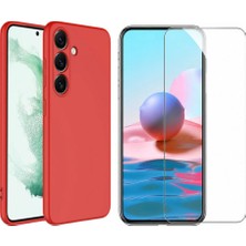 Tekno Grup Galaxy S24 Kılıf Içi Kadife Yumuşak Lansman Kılıf-Kırmızı + Cam Ekran Koruyucu