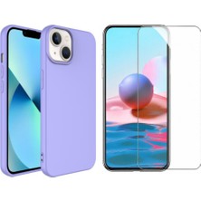 Tekno Grup Iphone 14 Plus Kılıf Içi Kadife Yumuşak Lansman Kılıf-Lila + Cam Ekran Koruyucu