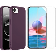 Tekno Grup Iphone 16E Kılıf Içi Kadife Yumuşak Lansman Kılıf-Koyu Mor + Cam Ekran Koruyucu