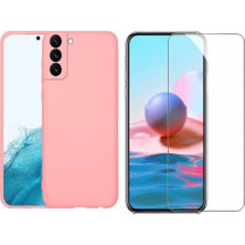 Tekno Grup Galaxy S22 Plus Kılıf Içi Kadife Yumuşak Lansman Kılıf-Açık Pembe + Cam Ekran Koruyucu