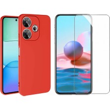 Tekno Grup Xiaomi Redmi 13 4g Kılıf  Içi Kadife Yumuşak Lansman Kılıf-Kırmızı + Cam Ekran Koruyucu
