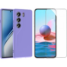 Tekno Grup Tecno Camon 40 4g Kılıf Içi Kadife Yumuşak Lansman Kılıf-Lila + Cam Ekran Koruyucu
