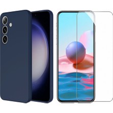 Tekno Grup Galaxy S25 Plus Kılıf Içi Kadife Yumuşak Lansman Kılıf-Lacivert + Cam Ekran Koruyucu
