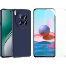 Tekno Grup Tecno Camon 40 Premier 5g Kılıf Içi Kadife Yumuşak Lansman Kılıf-Lacivert + Cam Ekran Koruyucu