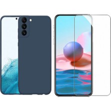 Tekno Grup Galaxy S22 Kılıf Içi Kadife Yumuşak Lansman Kılıf-Lacivert + Cam Ekran Koruyucu