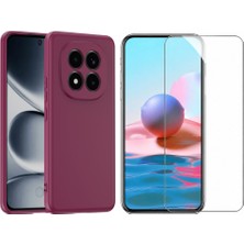 Tekno Grup Xiaomi Redmi Note 15 Pro 5g Kılıf  Içi Kadife Yumuşak Lansman Kılıf-Koyu Mor + Cam Ekran Koruyucu