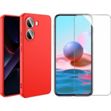 Tekno Grup Xiaomi Poco X7 Pro Kılıf  Içi Kadife Yumuşak Lansman Kılıf-Kırmızı + Cam Ekran Koruyucu
