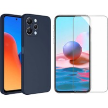 Tekno Grup Xiaomi Redmi 12 Kılıf  Içi Kadife Yumuşak Lansman Kılıf-Lacivert + Cam Ekran Koruyucu