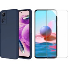 Tekno Grup Xiaomi Redmi Note 12S Kılıf  Içi Kadife Yumuşak Lansman Kılıf-Lacivert + Cam Ekran Koruyucu