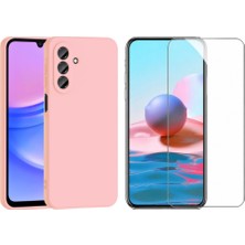 Tekno Grup Galaxy A37 Kılıf Içi Kadife Yumuşak Lansman Kılıf-Açık Pembe + Cam Ekran Koruyucu