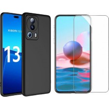 Tekno Grup Xiaomi Mi 13 Lite Kılıf  Içi Kadife Yumuşak Lansman Kılıf-Siyah + Cam Ekran Koruyucu