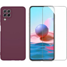 Tekno Grup Galaxy M32 Kılıf Içi Kadife Yumuşak Lansman Kılıf-Koyu Mor + Cam Ekran Koruyucu