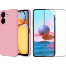 Tekno Grup Xiaomi Redmi 13C Kılıf  Içi Kadife Yumuşak Lansman Kılıf-Pembe + Cam Ekran Koruyucu