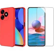 Tekno Grup Tecno Spark 10C Kılıf Içi Kadife Yumuşak Lansman Kılıf-Kırmızı + Cam Ekran Koruyucu
