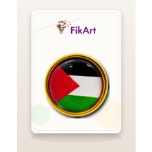 FikArt Yuvarlak Filistin Bayrağı Broş