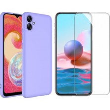Tekno Grup Galaxy A04E Kılıf Içi Kadife Yumuşak Lansman Kılıf-Lila + Cam Ekran Koruyucu