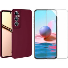 Tekno Grup Realme C65 4g Kılıf  Içi Kadife Yumuşak Lansman Kılıf-Koyu Mor + Cam Ekran Koruyucu