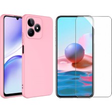 Tekno Grup Realme C53 Kılıf  Içi Kadife Yumuşak Lansman Kılıf-Pembe + Cam Ekran Koruyucu