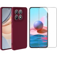 Tekno Grup Xiaomi 14T Pro Kılıf  Içi Kadife Yumuşak Lansman Kılıf-Koyu Mor + Cam Ekran Koruyucu