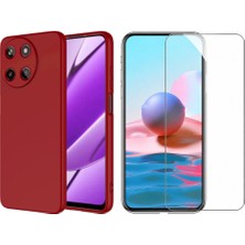 Tekno Grup Realme 11 4g Kılıf  Içi Kadife Yumuşak Lansman Kılıf-Kırmızı + Cam Ekran Koruyucu
