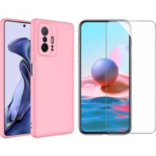 Tekno Grup Xiaomi Mi 11T Pro 5g Kılıf  Içi Kadife Yumuşak Lansman Kılıf-Açık Pembe + Cam Ekran Koruyucu