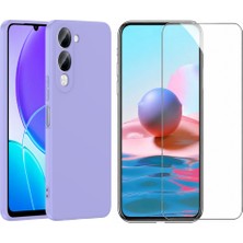 Tekno Grup Vivo Y19 Kılıf Içi Kadife Yumuşak Lansman Kılıf-Lila + Cam Ekran Koruyucu