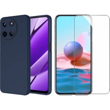 Tekno Grup Realme 11 4g Kılıf  Içi Kadife Yumuşak Lansman Kılıf-Lacivert + Cam Ekran Koruyucu