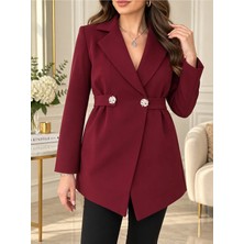 Özçivit Aksesuar Kemerli/kemersiz Kullanılabilen Bordo Blazer Ceket