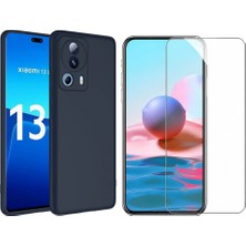 Tekno Grup Xiaomi Mi 13 Lite Kılıf  Içi Kadife Yumuşak Lansman Kılıf-Lacivert + Cam Ekran Koruyucu