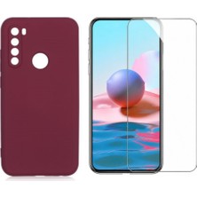 Tekno Grup Xiaomi Redmi Note 8 Kılıf  Içi Kadife Yumuşak Lansman Kılıf-Koyu Mor + Cam Ekran Koruyucu