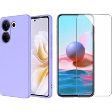 Tekno Grup Tecno Camon 20 Pro 4g Kılıf Içi Kadife Yumuşak Lansman Kılıf-Lila + Cam Ekran Koruyucu
