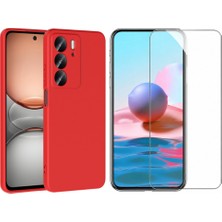 Tekno Grup Realme C75 Kılıf  Içi Kadife Yumuşak Lansman Kılıf-Kırmızı + Cam Ekran Koruyucu