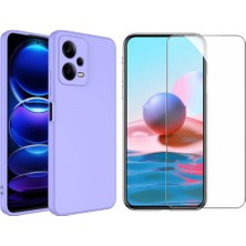 Tekno Grup Xiaomi Redmi Note 12 Pro Plus 5g Kılıf  Içi Kadife Yumuşak Lansman Kılıf-Lila + Cam Ekran Koruyucu