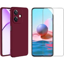 Tekno Grup Oppo A3 4g Kılıf Içi Kadife Yumuşak Lansman Kılıf-Koyu Mor + Cam Ekran Koruyucu